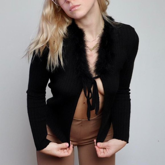 Front-Tie Ribbed Cardigan - Picture 3 of 4